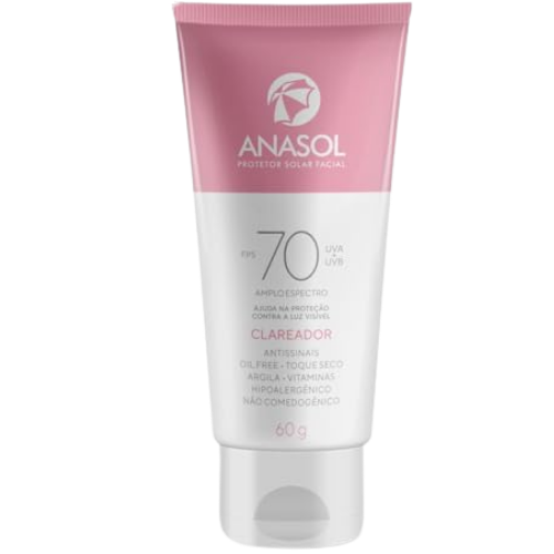 Protetor Solar Facial Anasol FPS 70 | Clareador, 60 g