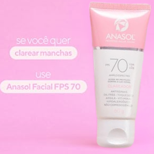 Protetor Solar Facial Anasol FPS 70 | Clareador, 60 g - Imagem 3
