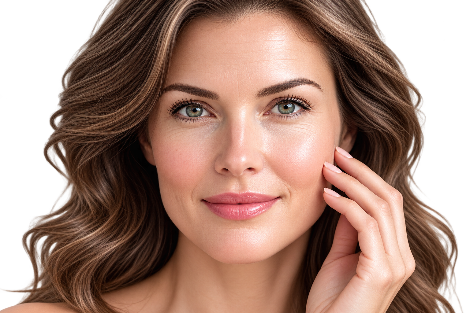 "Mulher com pele madura bem cuidada, destacando os benefícios do retinol na firmeza, luminosidade e textura da pele."