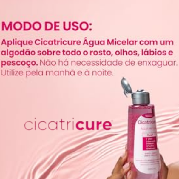 Água Micelar Cicatricure como usar no rosto, olhos, lábios e pescoço