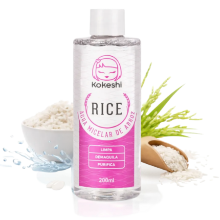 Água micelar dermaquilante Kokeshi com grãos de arroz