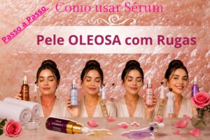 Como usar Serum na pele oleosa com rugas passo a passo com skincare anti idade, aplicação de sérum e massageador facial com rugas.