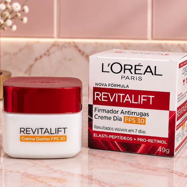 Creme Facial Revitalift Anti-Idade Antirruga L'Oréal Paris FPS 30 com embalagem