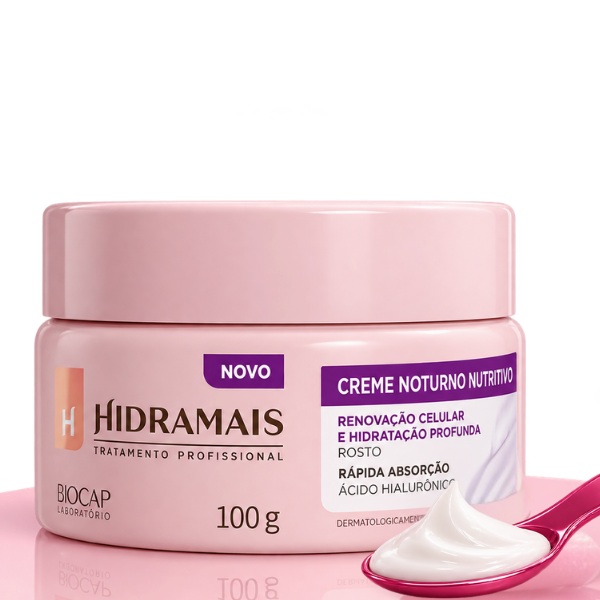 Creme Hidratação para o Rosto Noturno Hidramais com textura cremosa