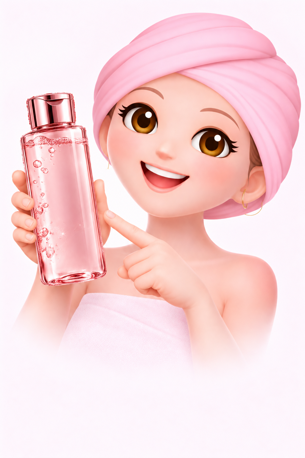 Emoji feminino segurando Água Micelar para limpeza facial e cuidados com rugas.