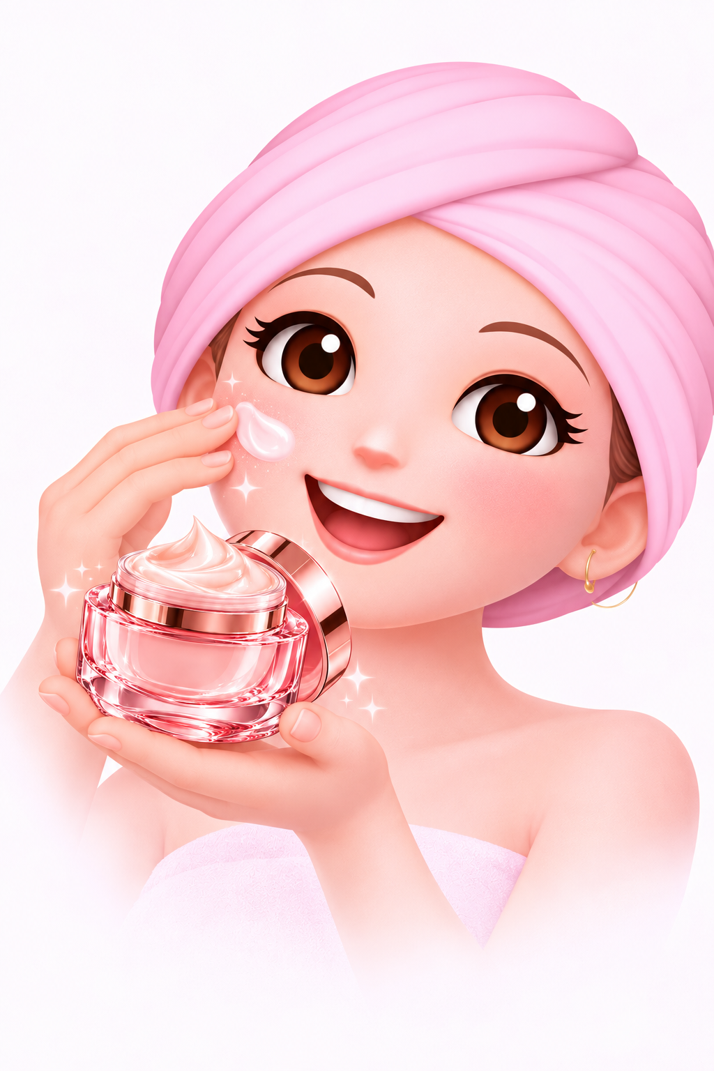 Emoji feminino segurando o Hidratante Facial para hidratação e cuidados anti-rugas da pele.