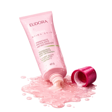Eudora Niina Skin Hidratante Facial Antioleosidade 40g com textura cremosa