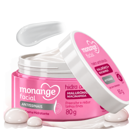 Hidratante Facial Antissinais reduz Rugas Monange 80g com textura em creme