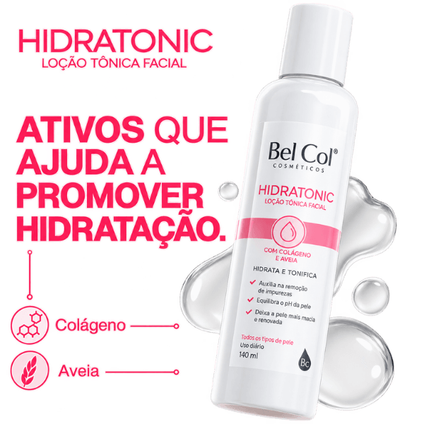 Loção Tônica Facial Bel Col com colágeno e aveia para hidratação