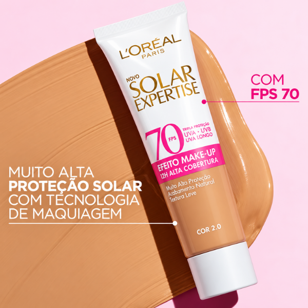 Loréal Protetor Solar FPS70 Facial Efeito Make-Up com alta proteção solar