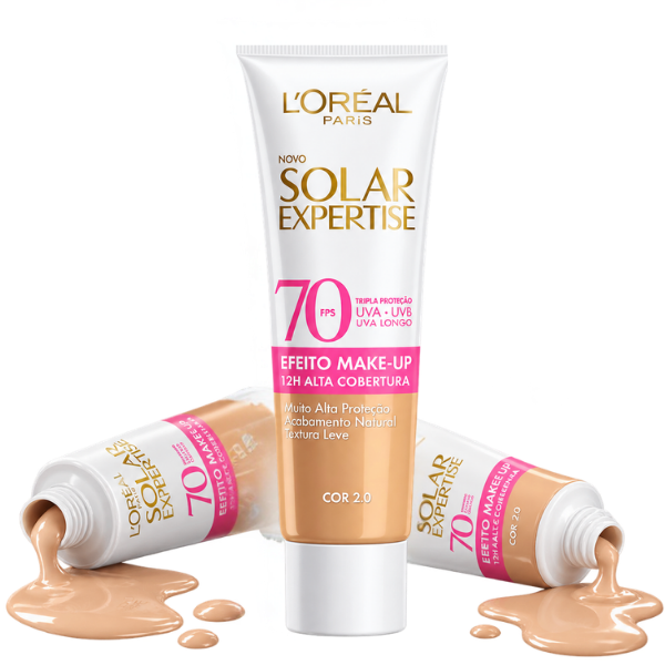 Loréal Protetor Solar FPS70 Facial Efeito Make-Up com textura