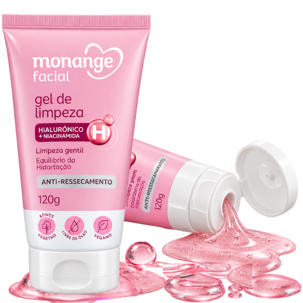 Melhor gel de limpeza facial Monange com ácido hialurônico e niacinamida 120g