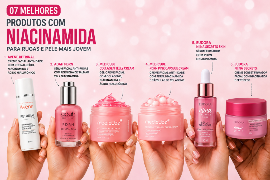 5 opções de melhor produto com niacinamida para rugas e cuidados com a pele.