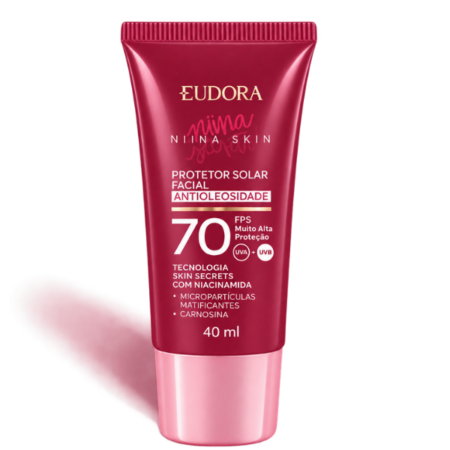 Niina Skin Protetor Solar Facial FPS70 Eudora Antioleosidade 40ml