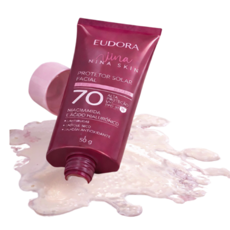 Niina Skin Protetor Solar Facial FPS70 Eudora com textura do produto