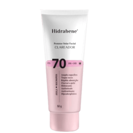 Protetor Facial FPS 70 Antissinais Hidrabene Clareador 50g