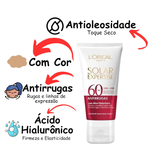 Protetor Solar Facial FPS 60 Antirrugas, 50g | L'Oréal Paris - Imagem 6