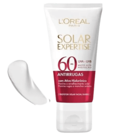 Protetor Solar Facial FPS60 Antirrugas L'Oréal com textura do produto