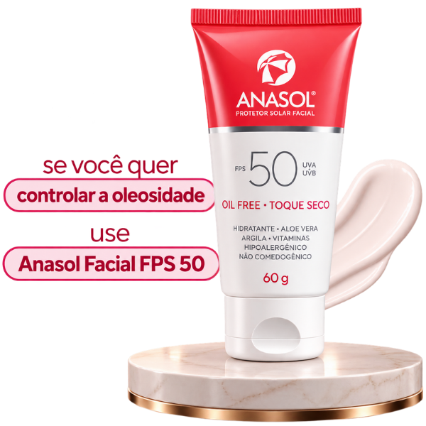 Protetor Solar FPS 50 Oil-Free Anasol para controle da oleosidade