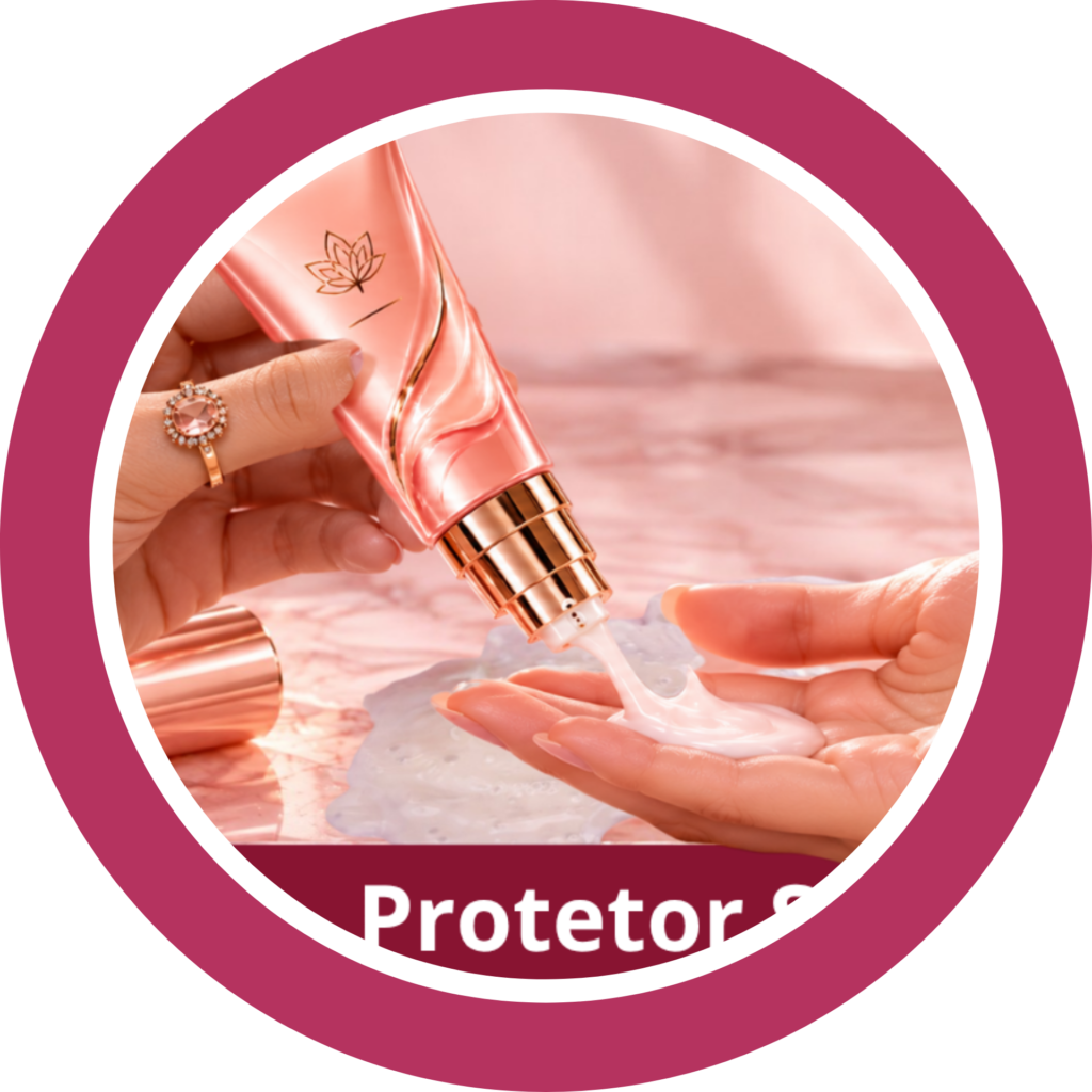 Protetor solar para rugas sendo aplicado na mão antes do uso no rosto durante rotina de skincare anti rugas.