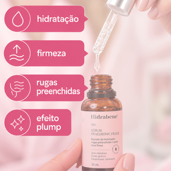 Sérum Anti Rugas com Ácido Hialurônico Hidrabene para hidratação e firmeza