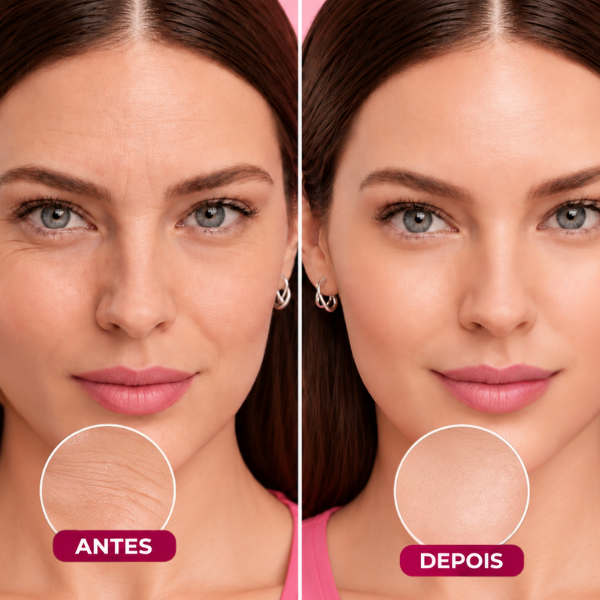Antes e depois do Sérum Colágeno Anti-idade e flacidez com Vichy na aparência da pele