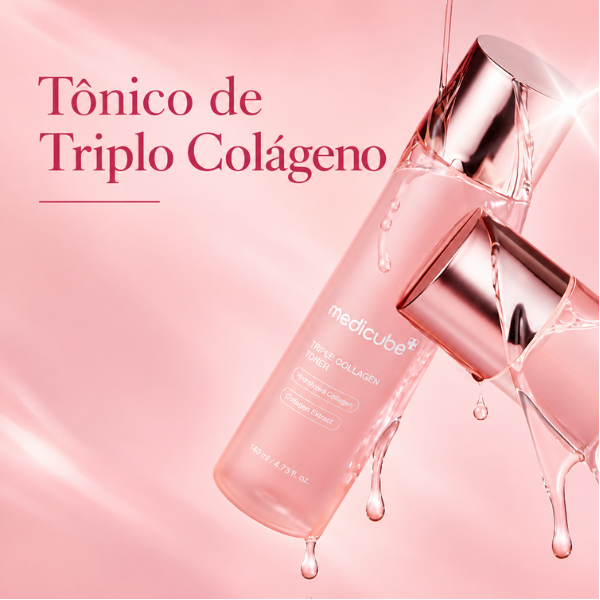 Tônico Facial de Triplo Colágeno Medicube 140ml com textura líquida