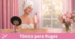 Aplicação de tônico para rugas na mão durante rotina de skincare facial para pele.