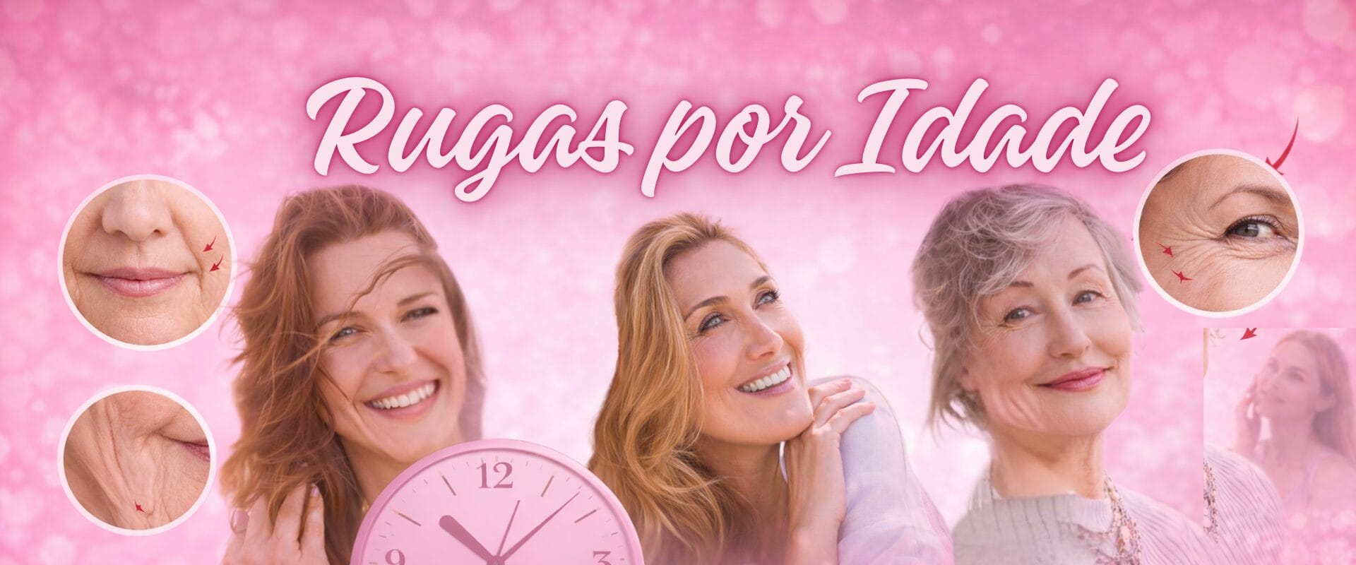 Rugas por idade mostrando como a pele muda dos 30 aos 50 anos