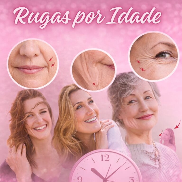 Rugas por idade mostrando como a pele muda dos 30 aos 50 anos