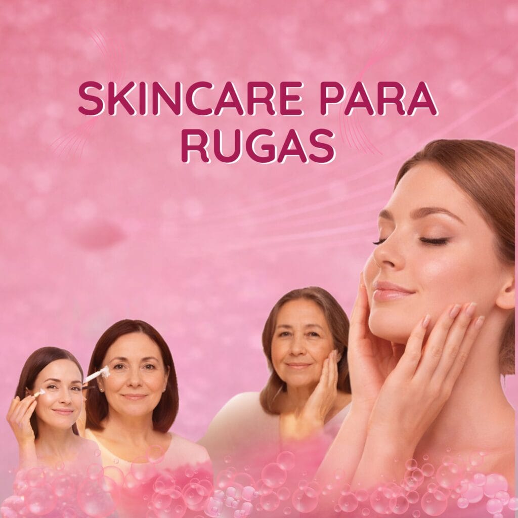 Skincare para rugas com rotina de cuidados da pele do rosto usando produtos e tratamentos para reduzir sinais de envelhecimento