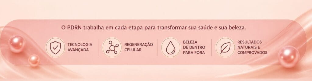 Infográfico mostrando as etapas e benefícios da Pérola de PDRN de Salmão para complementar os cuidados com a pele com rugas, destacando regeneração celular, suporte ao colágeno e hidratação.