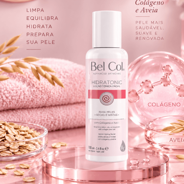 Loção Tônica Facial Bel Col Hidratonic com colágeno e aveia