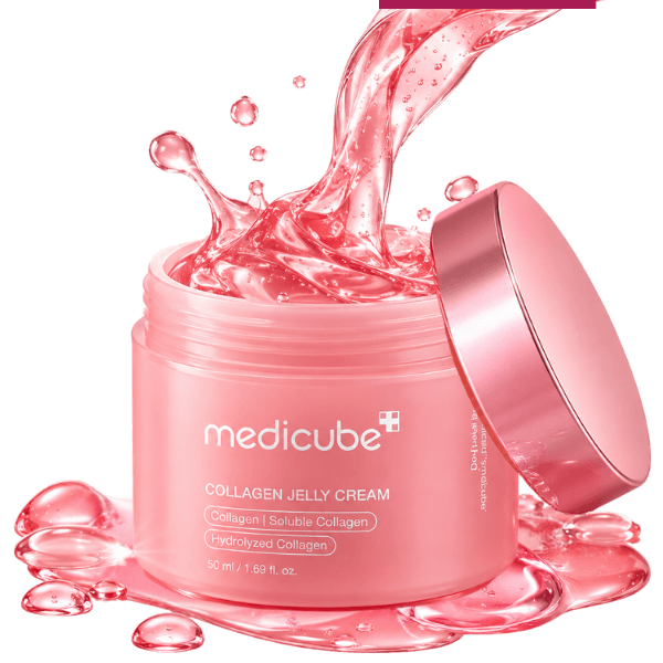 Medicube Collagen Jelly Cream 50ml, creme em gel facial com colágeno para hidratação e cuidados com a aparência das rugas.