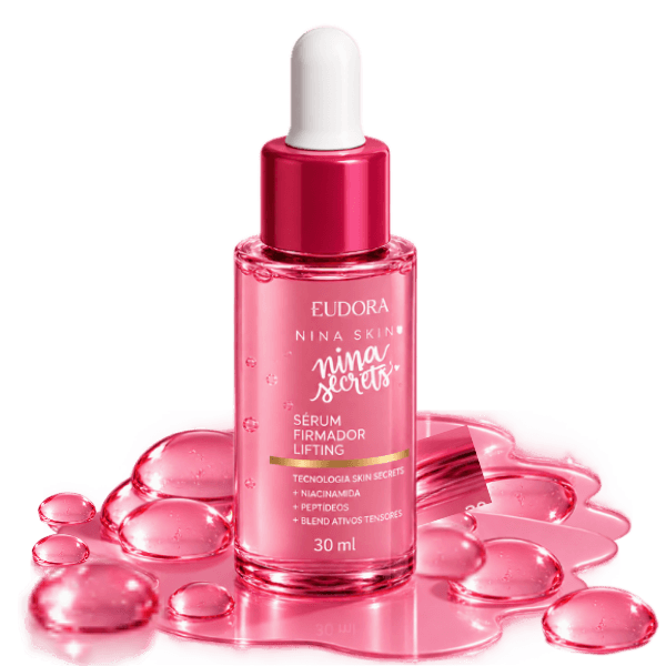 Sérum Firmador Eudora Niina Secrets Skin 30 ml com niacinamida e peptídeos para cuidados com rugas.