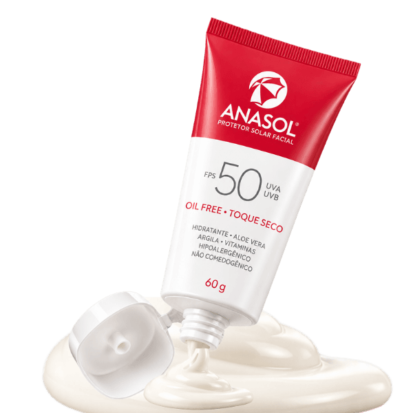 Melhor protetor solar Anasol FPS50 Oil-Free com textura do produto