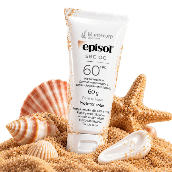 Protetor Solar Facial para Pele Oleosa Episol FPS 60 na areia